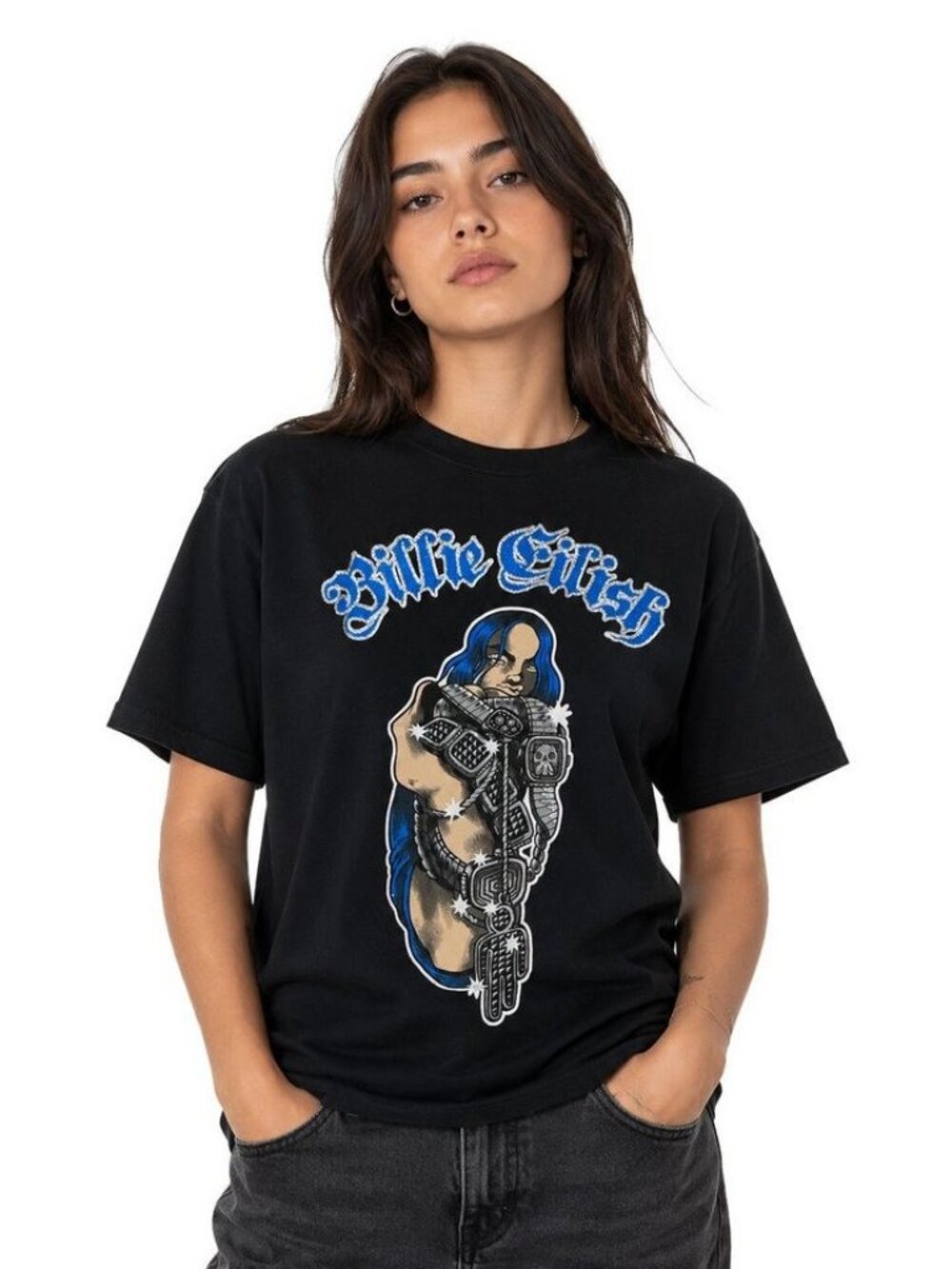 BILLIE EILISH Authentic branded Concert glitter bling oversized T-ShirtSz S